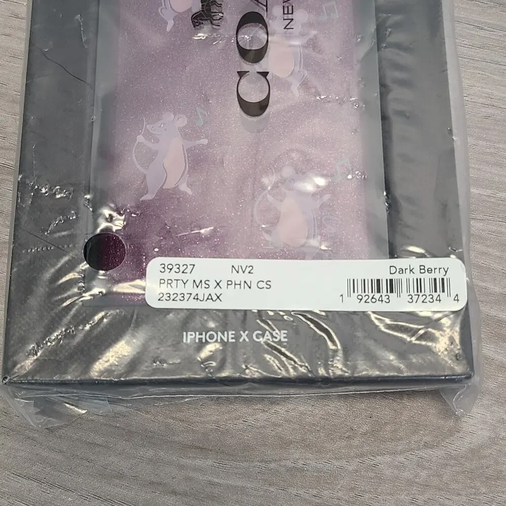 Coach iPhone X‎ & XS Glittery Purple Case Dancing Mice Music NWT